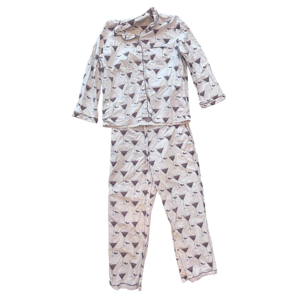 2Pc Espresso Martini Pajamas by Crafted by Mahogany 100% Cotton Women's Large